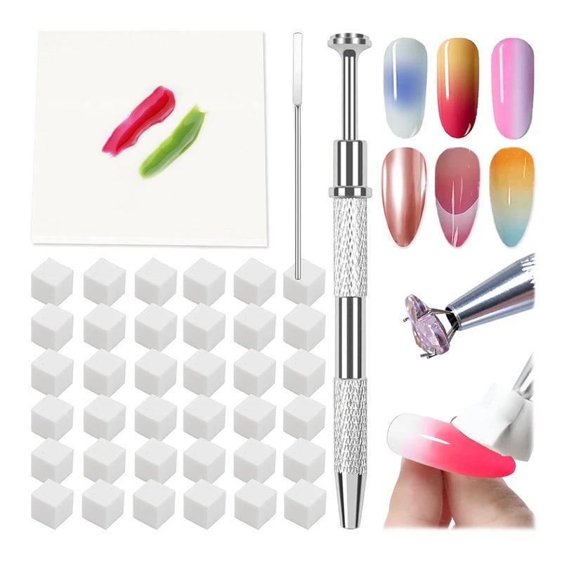 ESUOHYM 150PCS Nail Art Sponges for Ombre, 50 PCS Nail Art Palette Paper, Nail Polish Mix Rod, Grabbing Pen, Nail Art Ombre Brushes Supplies Design Tools Nail Tech Accessories for Salon & Home - Image 1